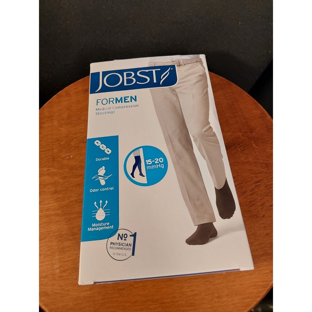 JOBST For Men Thigh High Compression Stockings 15-20 mmHg Large Black 115518 NEW